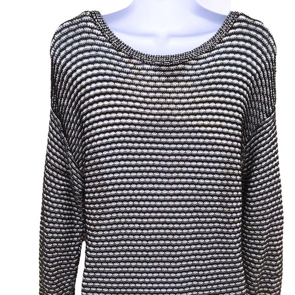 Pendleton Woolen Mills Tunic Sweater -XL Loose Knit Striped Crewneck Navy White - Picture 6 of 11